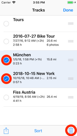 Delete multiple tracks
