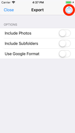 Export dialog export