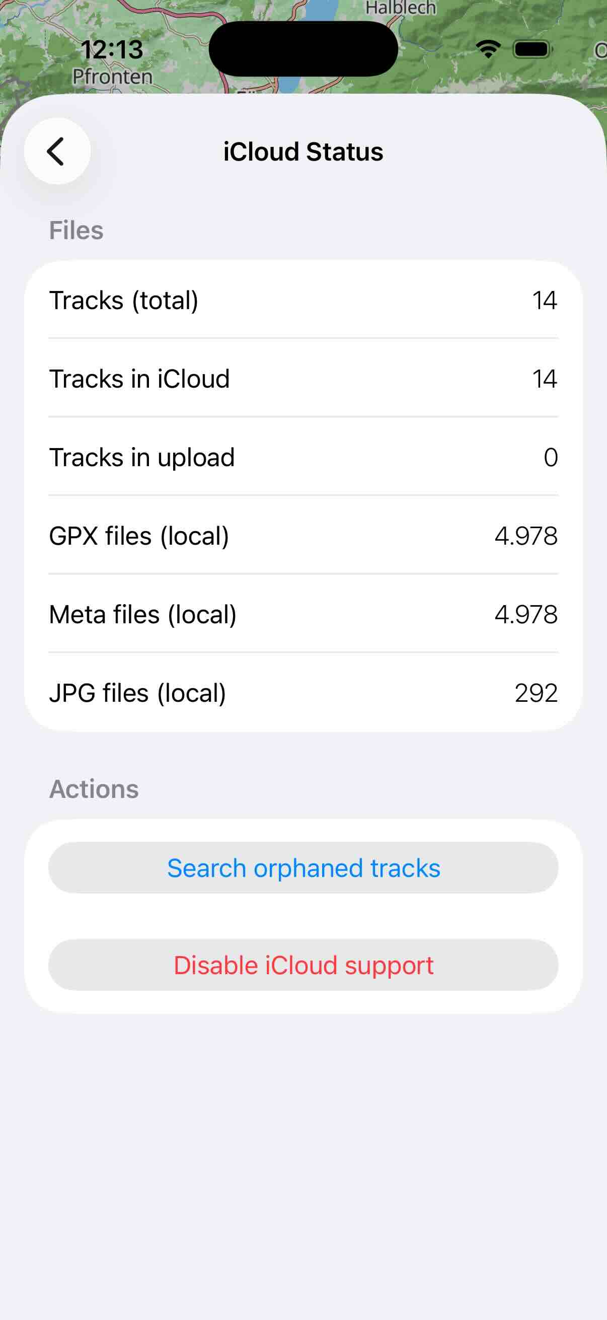 iCloud status