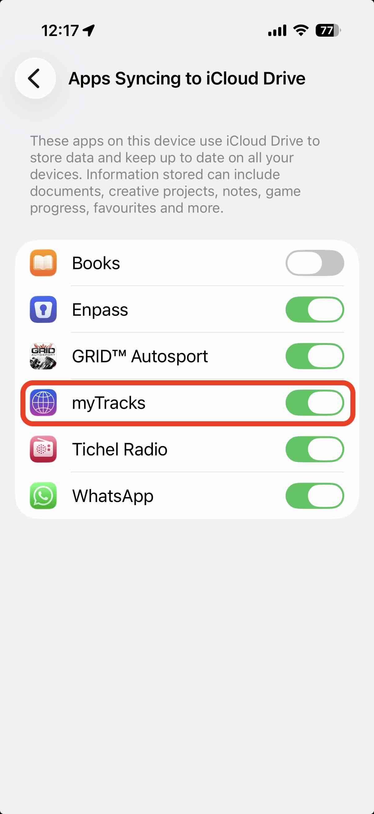 iOS settings iCloud Drive 2