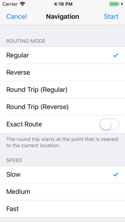 Navigation settings
