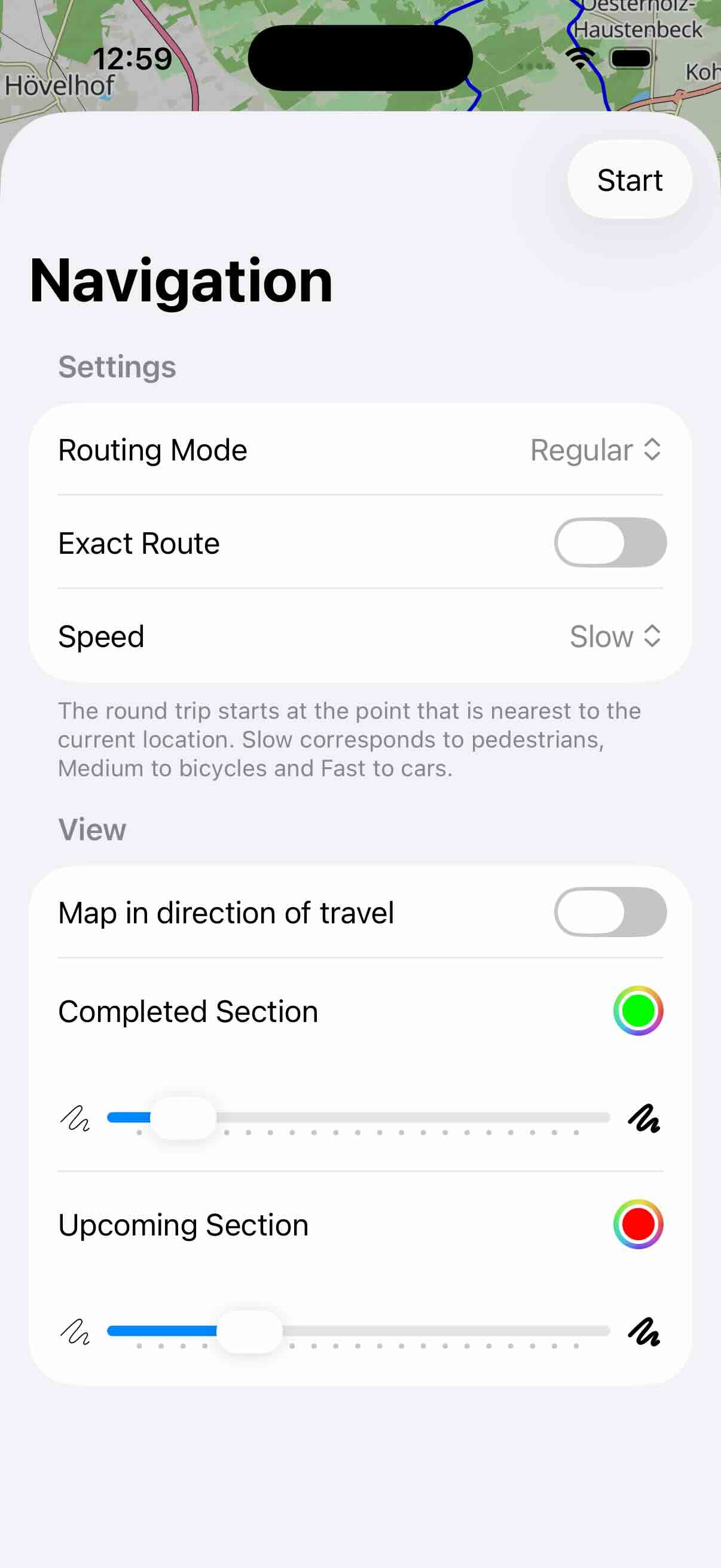 Navigation settings