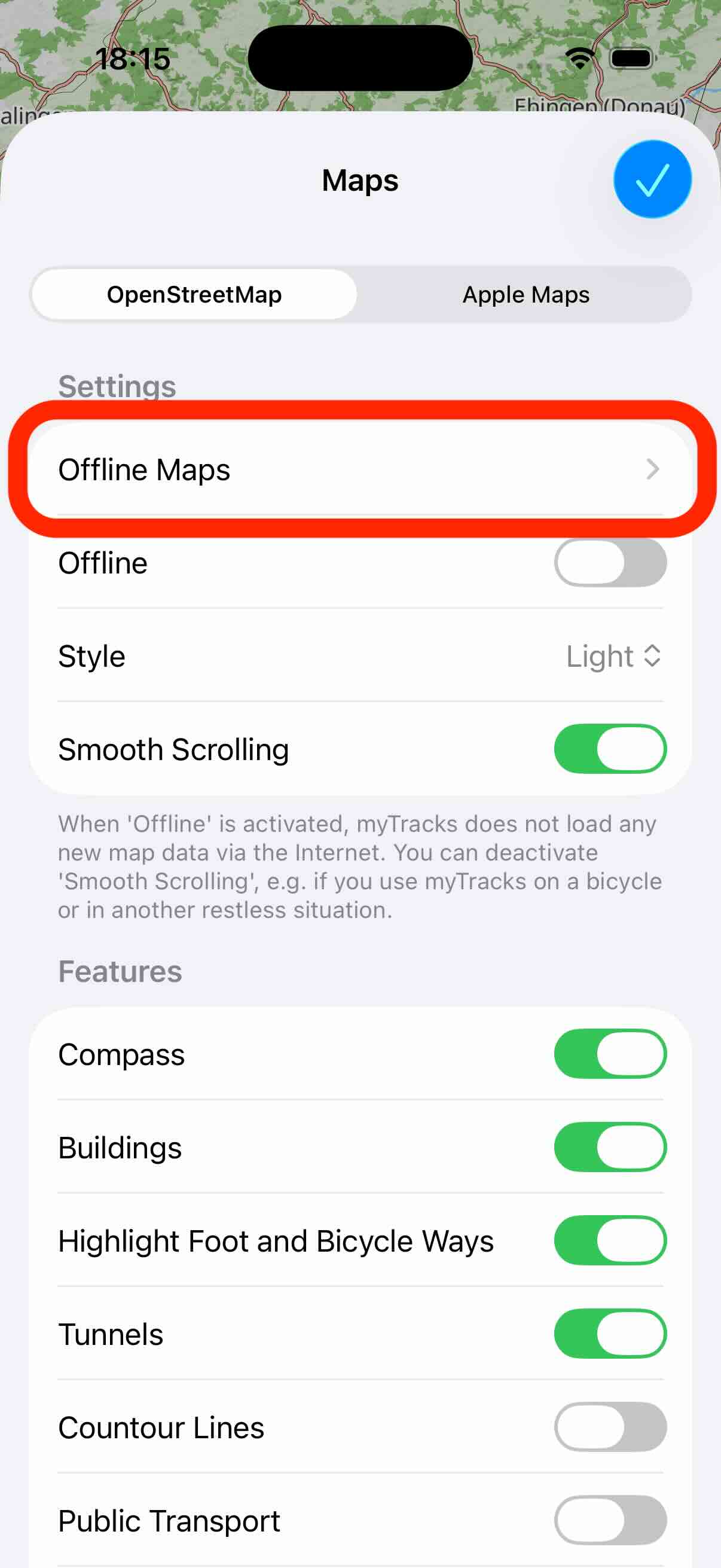OSM offline button