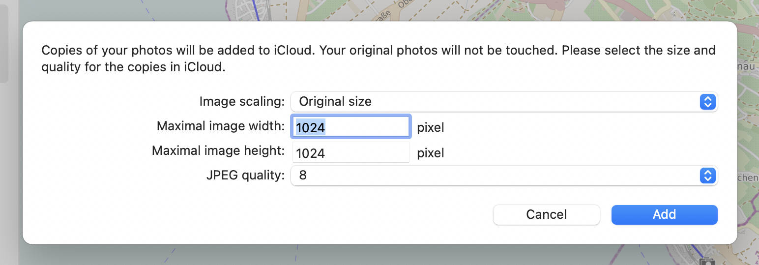 iCloud Photo Dialog