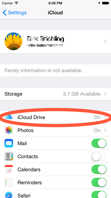 iCloud Settings iOS